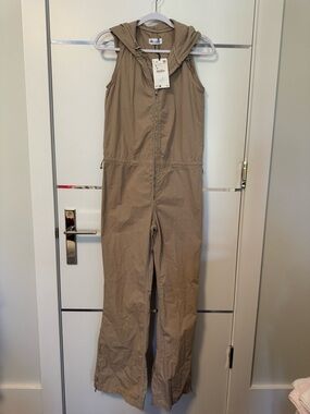 Zara Sleeveless Hooded Utility Jumpsuit - Taupe Brown
